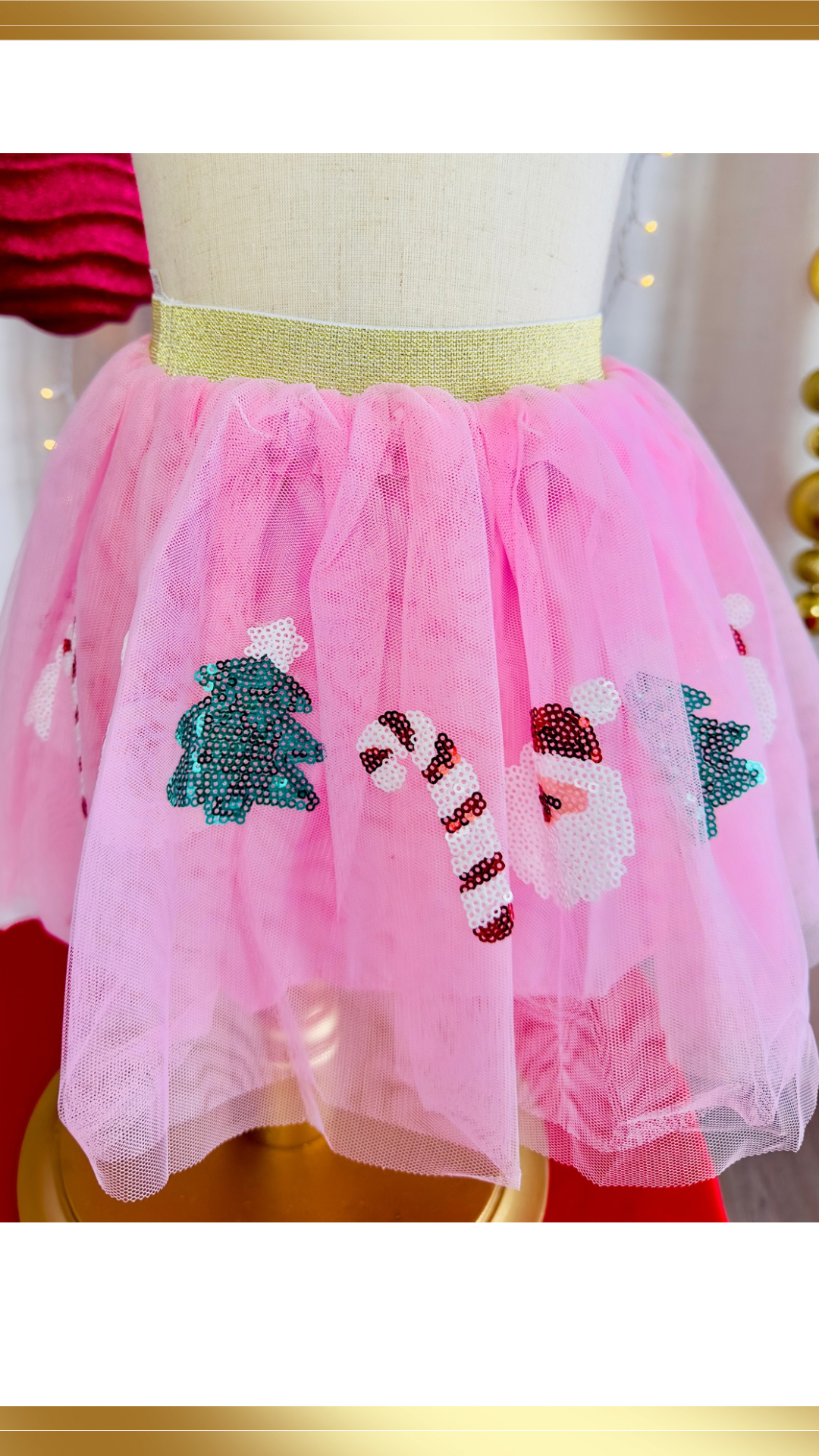 Pink Christmas Sequin Tutu Skirt