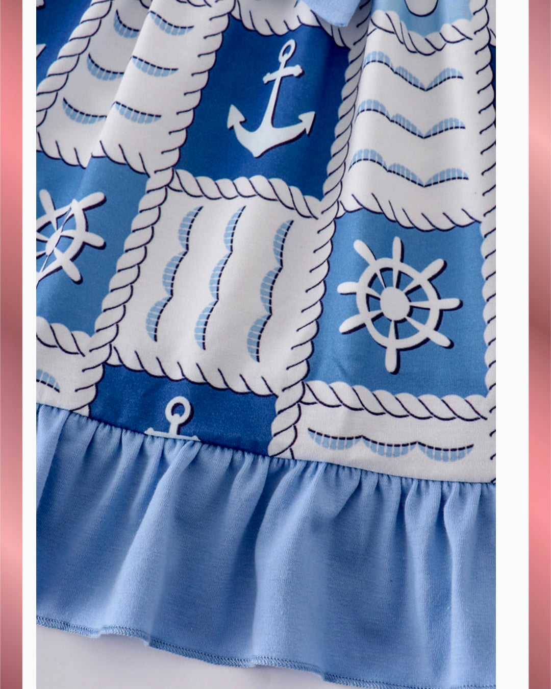 Blue sail boats checkered girl dress