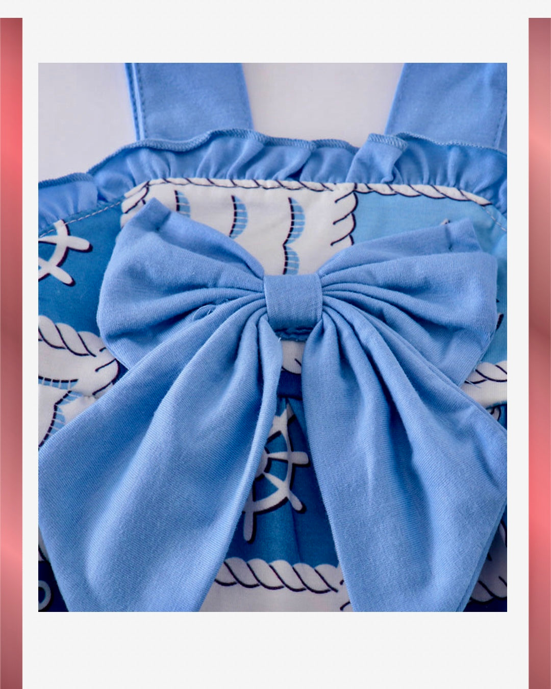 Blue sail boats checkered girl dress