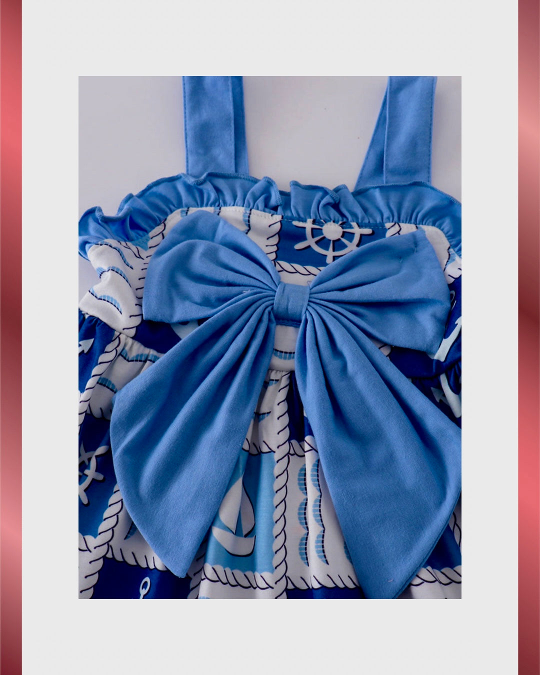 Blue sail boats checkered girl dress