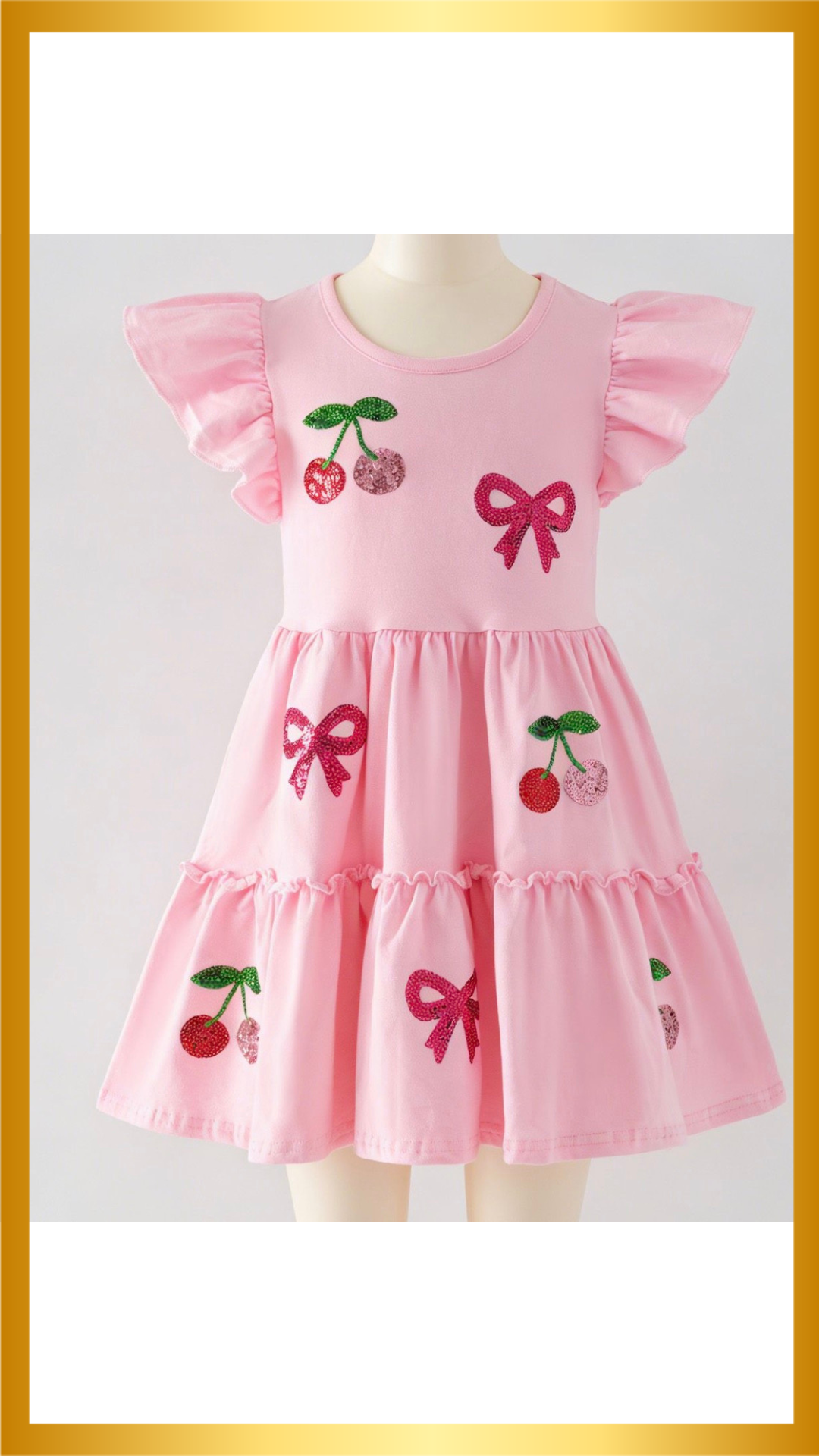 Cherry Sequin Girls Dress