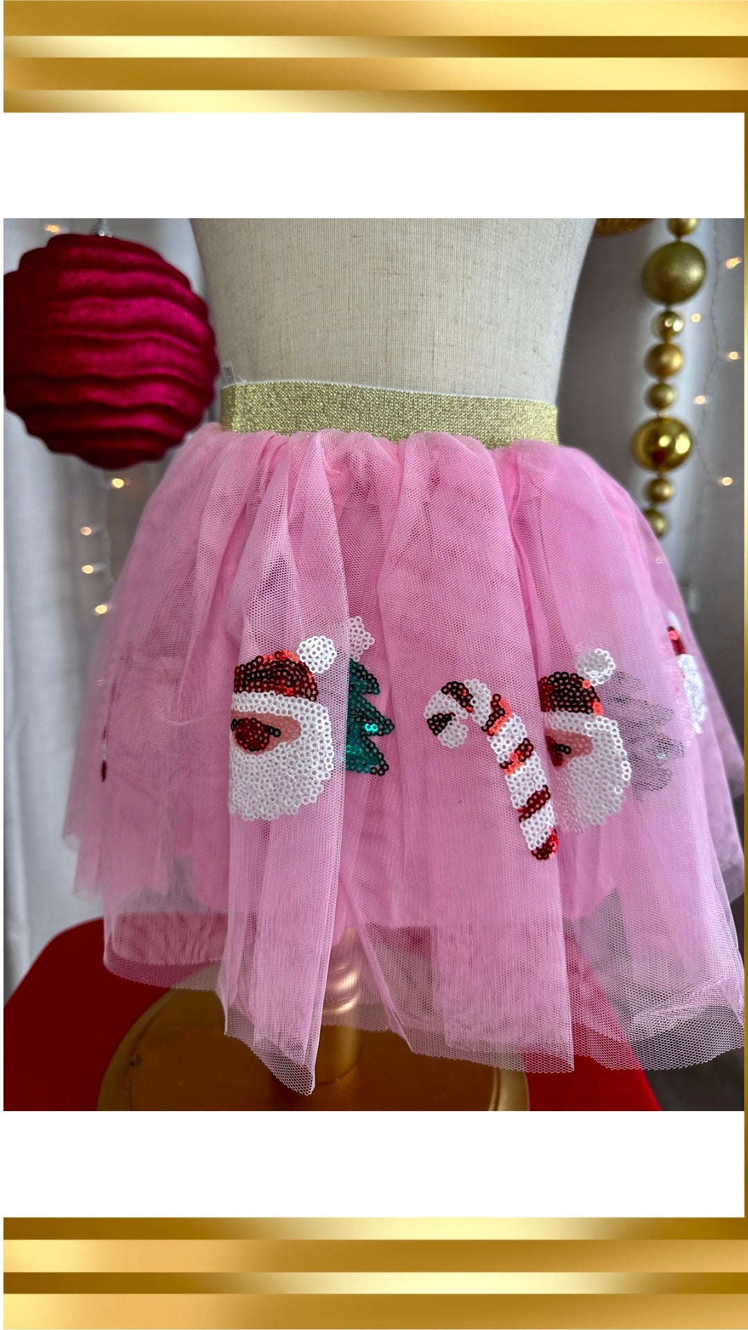 Pink Christmas Sequin Tutu Skirt