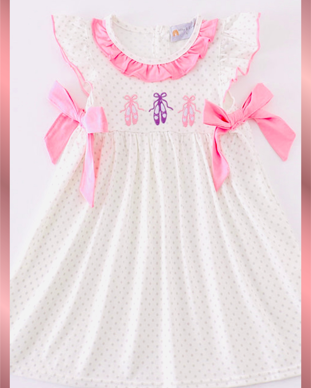 Pink Ballet Embroidery Baby Dress