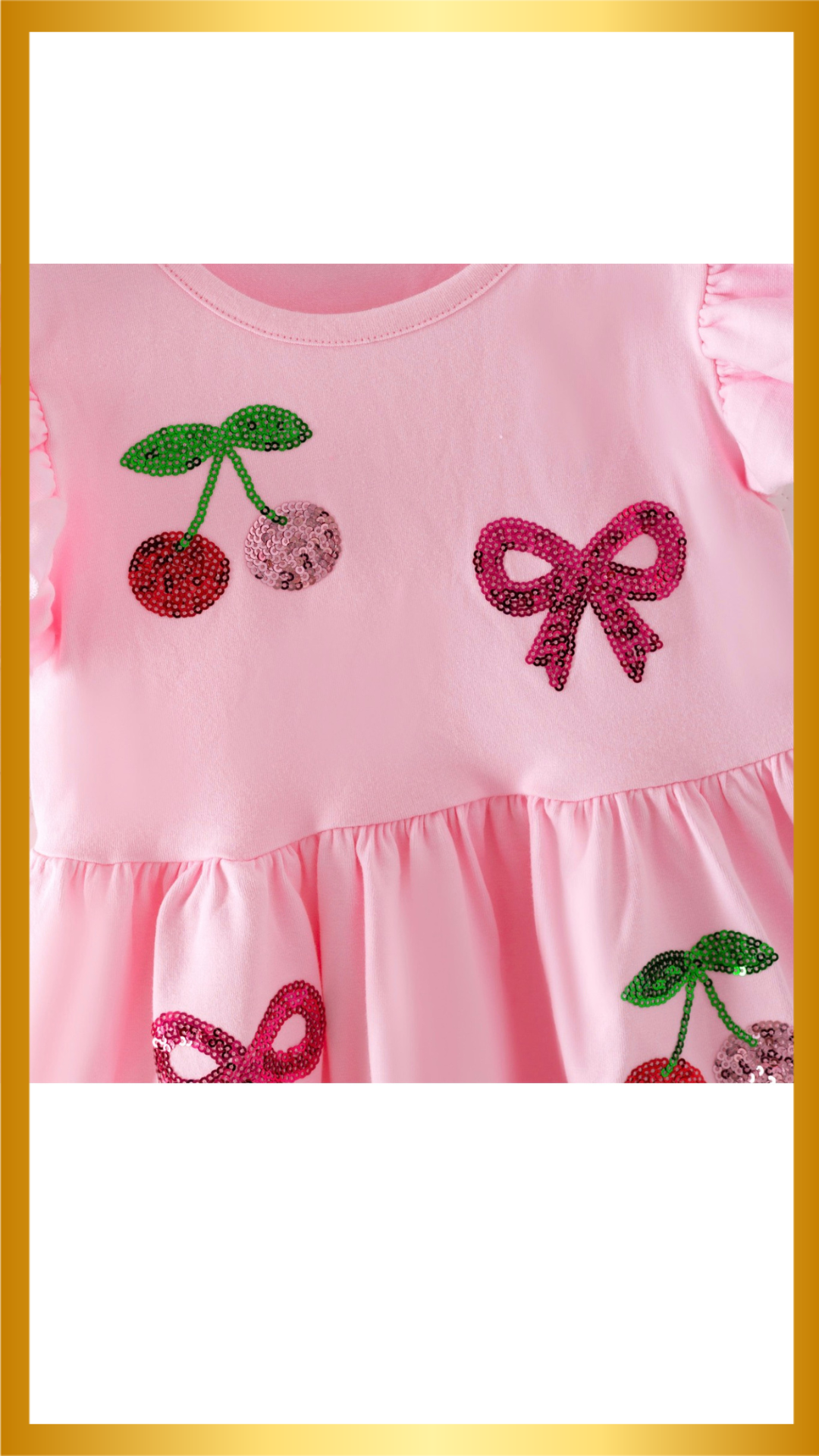 Cherry Sequin Girls Dress